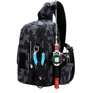Fishing Rod Bag Oxford Cloth Waterproof <b>Plug</b> <b>In</b> Design Shoulder Strap Large Capacity Unisex Outdoor Use Gray Camouflage - Product Image 5