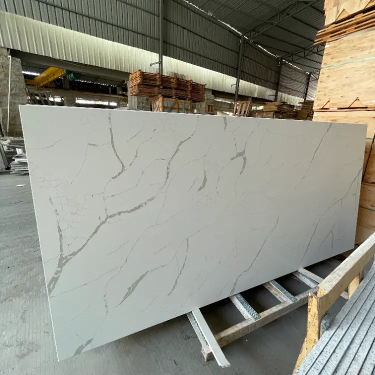 High Quality Durable White Cheap Calacatta Quartz Vanity Counter Top Countertop Stone From Vietnam