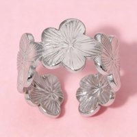 Bague ajustable en acier inoxydable à motif géométrique tendance