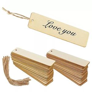 Unfinished DIY <b>Wooden</b> Crafts for Greeting Cards Rectangle Shape Hanging Bookmarks for Custom <b>Book</b> Marks - Product Image 3