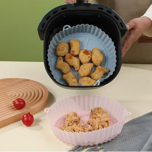 Wholesale 1PC <b>Silicone</b> Air Fryer <b>Baking</b> <b>Tray</b> Circular Foldable Food Grade High Temperature Resistant and Easy to Clean Oven Mat - Product Image 2