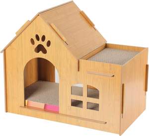 Casa rascadora <span class=keywords><strong>de</strong></span> <span class=keywords><strong>Castillo</strong></span> <span class=keywords><strong>de</strong></span> gato <span class=keywords><strong>de</strong></span> madera <span class=keywords><strong>para</strong></span> interiores <span class=keywords><strong>de</strong></span> dos pisos con características ajustables impermeables <span class=keywords><strong>para</strong></span> mascotas <span class=keywords><strong>de</strong></span> varios <span class=keywords><strong>gatos</strong></span>, almohadilla <span class=keywords><strong>de</strong></span> cartón <span class=keywords><strong>Gatos</strong></span> - Product Image 1