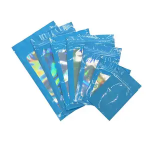 铝箔哑光透明储物袋紫外印刷全息垂直小物品包装封口袋