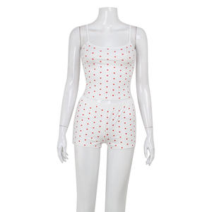Conjunto de ropa de verano de alta calidad para mujer, para el hogar ropa femenina, ropa de ocio, camisola con estampado de amor para mujer, conjunto de pantalones cortos para mujer - Product Image 6