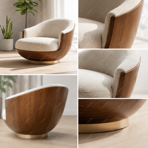 Comfortable Modern Solid Wood Ergonomic Velvet Swivel Eco-Friendly Handmade Durable Living Room Chair - Product Image 2