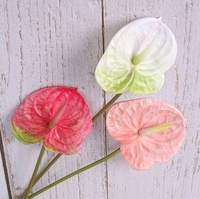 Idée cadeau pour la fête des mères Objets décoratifs pour la maison Real Touch Single Artificial Flamingo Anthurium Flower