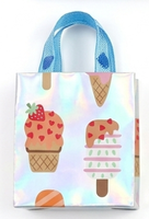 Kit de Embalaje de Regalo para Helados con Diseño de Dibujos Animados Iridiscentes, Bolsa de Papel Láser Arcoíris, Caja, Tarjeta de Notas y Etiquetas Colgantes