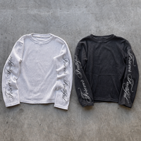 Herenshirt met wafelstructuur, lange mouwen, gotische letterprint, streetwear, aangepast logo, groothandel