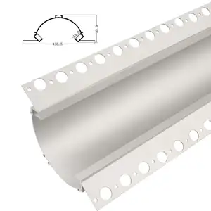 Difusor de canal de aluminio sin ajuste de yeso de 2 vías 1509B, perfil de aluminio empotrado montado al Ras para tira de luz LED