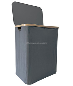 Cesto de <span class=keywords><strong>Ropa</strong></span> Plegable Alto con Tela Oxford Moderna, Impermeable, con Marco de Bambú, Tapa y <span class=keywords><strong>Bolsa</strong></span> de Malla Extraíble, 57x37x67 - Product Image 3