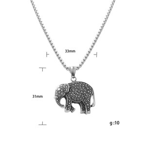 Collar con Colgante de Elefante de Acero Inoxidable, Diseño de Animal del Zodiaco Unisex, Cadena de Joyería de Moda, Perla Cuadrada de 3.0*60cm - Product Image 4
