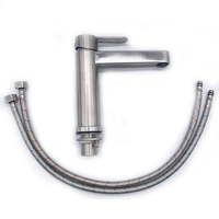 Robinet de lavabo en acier inoxydable 304, monotrou, à poser sur le plan, finition brossée, moderne, sans plomb, OEM/ODM