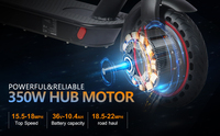 Scooter Eléctrico con Motor de 350W, Batería de Litio de 7.8AH/10.4AH, Suspensión Completa, Resistente al Agua, Control por Aplicación, Pantalla Digital, Alta Velocidad