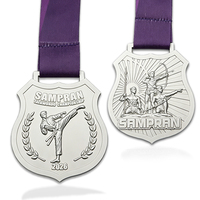 Médailles de Taekwondo et de Karaté en gros pour les vainqueurs de tournois, avec logo personnalisé et ruban