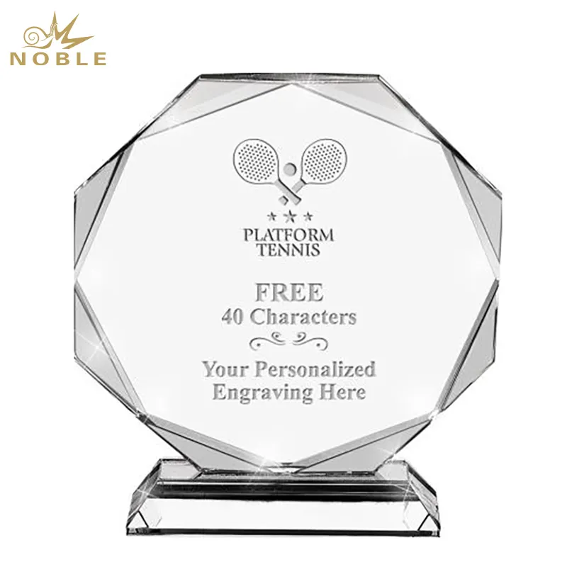 Noble octagonal-trofeo de tenis con Logo personalizado, trofeo de cristal