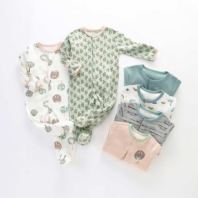 Kleinkind Baby Pyjamas Weiche Baumwolle Bodysuit Footie Langarm 0-24 Monate Kinder Stram pler