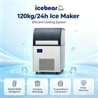 Machine à glaçons commerciale pour restaurant, 120 kg par jour, machine à glaçons automatique équipée d'un distributeur de glace