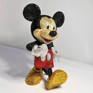 Nueva moda Stick Rhinestone dibujos animados Mickey pasta cristal diamante estatua resina artesanía escultura hogar galería Decoración - Product Image 1