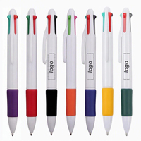 4-in-1 Mehrfarbiger Kugelschreiber aus Kunststoff, 1,0 mm, Glatt Schreibender Stift mit Schwarzer, Blauer, Roter und Grüner Tinte, Anpassbare Farbe und Logo für Büro und Studenten