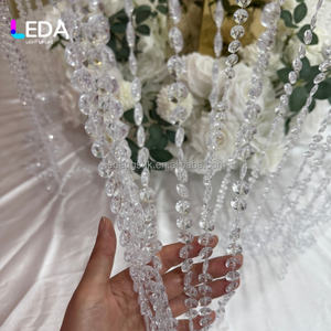 LEDA Soporte de Flores de Acero Inoxidable Dorado Brillante con Cortina de Cuentas, Centro de Mesa para Bodas, Soporte de Flores para Decoración de Eventos y Fiestas - Product Image 3