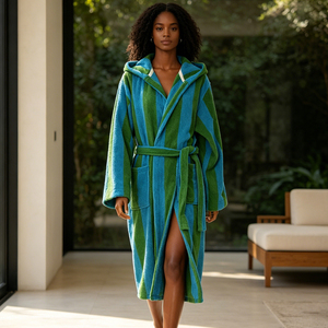 <span class=keywords><strong>Accappatoio</strong></span> di <span class=keywords><strong>Lusso</strong></span> Personalizzato in Cotone 100% Morbido, Tinto in Filo, Jacquard a Righe, per Uso Domestico e Spa, Set Pigiama da <span class=keywords><strong>Donna</strong></span> - Product Image 1