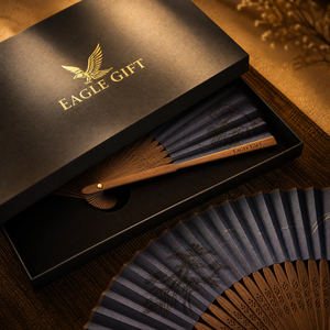 Éventail artisanal en bambou personnalisé, logo imprimé sur tissu, avec boîte, pour mariage, fête, souvenirs promotionnels - Product Image 2