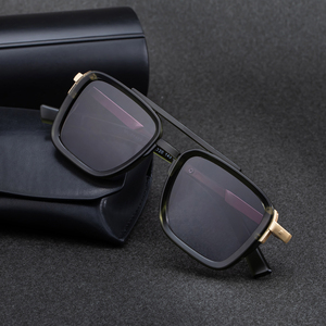 Lunettes de soleil carrées tendance Partagas avec logo personnalisé, double pont, protection UV400 pour hommes - Product Image 3