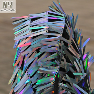 Nanyee Dệt 4Cm <span class=keywords><strong>Fringe</strong></span> Phong Cách Sáng Bóng Bạc óng ánh Thanh Kiếm Hình Dạng Sequin Vải - Product Image 3