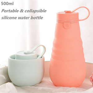 500ml Reusable Silicone <b>Camping</b> <b>Water</b> <b>Bottle</b> Leak-Proof Eco-Friendly & Food Safe Sports Design Unisex Hiking Direct Drinking - Product Image 4