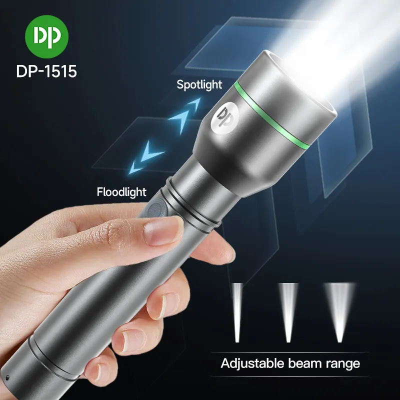 DPアルミニウムT6懐中電灯調整可能なフォーカスズーム5ライトモード18650バッテリー充電式ズーム可能LEDトーチ懐中電灯
