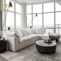 Sofá Cama Modular en Forma de U, Moderno y Lujoso, de Plumas Blancas, Estilo Nube