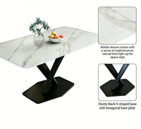 Table à Manger Rectangulaire Design Moderne de Luxe Italienne Noire Complète Nordique en Céramique Plateau en Marbre pour Salle à Manger et Restaurant
