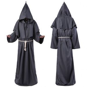 Disfraz de Bruja de Halloween, Túnica de Monje, Sotana, Ropa para Hombre y Mujer, Disfraz Medieval Renacentista de Sacerdote, 4ourcostumes - Product Image 2