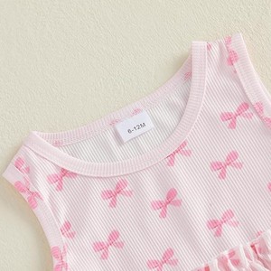 Commerce extérieur transfrontalier Nouveauté été Robe sans manches pour <span class=keywords><strong>fille</strong></span> de 1 an, à simple boutonnage, sans coutures apparentes, entièrement imprimée avec nœud - Product Image 3