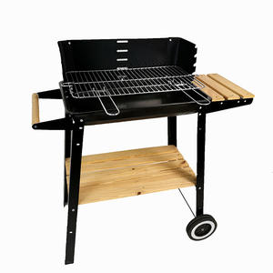 <span class=keywords><strong>Barbecue</strong></span> portable au charbon de bois noir pour l'extérieur, nouvelle conception, <span class=keywords><strong>avec</strong></span> <span class=keywords><strong>table</strong></span> latérale en bois - Product Image 5