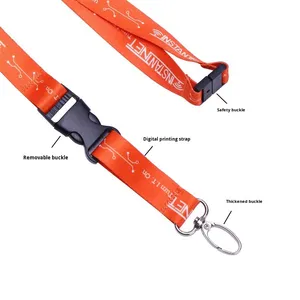 Custom Business Polyester Four-section Buckle Heat Transfer Card Holder <b>Lanyard</b> Multi-function Detachable <b>Safety</b> Buckle - Product Image 1