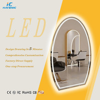 Miroir de barbier moderne de luxe de haute qualité pour équipement de salon de coiffure lumière LED miroirs muraux intelligents ronds pour salon de coiffure