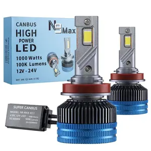 Venda quente N9 max led h7 canbus farol 3 tubo de cobre 90005 9006 levou faróis 6000k h1 h11 h4 farol do carro levou c6 led s2 led