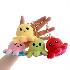 JAMELIN Porte-clés en peluche pieuvre réversible mignon de dessin animé, jouet en peluche <span class=keywords><strong>à</strong></span> faces interchangeables, breloque de <span class=keywords><strong>sac</strong></span> adorable pour filles - Product Image 1