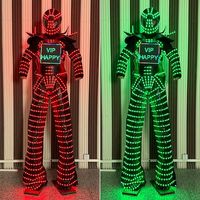 Traje de Robot LED a todo Color Ropa de Baile LED Zancos Caminante Chaqueta Luminosa Casco de Depredador Traje de Robot Led Programable