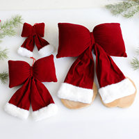 Weihnachtliche Flanell-Großschleife als Baumschmuck für Weihnachten, Feiertage, Zuhause, Partys, Hochzeiten, Fenster- und Türdekoration, Großhandel, Rotes Band