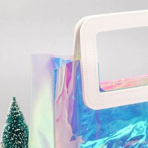 Bolsa de Compras Transparente de PVC Holográfico, Tipo Jelly, para Regalos y Compras, Venta al Por Mayor - Product Image 4