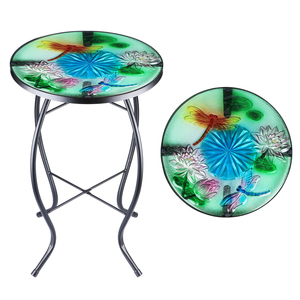 Ngoài trời Patio vườn khảm ngoài trời bên Patio bàn nhà máy đứng chuồn chuồn Lotus Glass giọng Vòng cuối bảng - Product Image 2