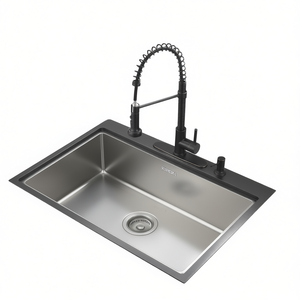 Fregadero de cocina Sunkail de 36 pulgadas, de un solo tazón, de acero inoxidable, empotrable, con acabado mate cepillado, estilo industrial. - Product Image 1