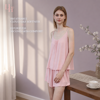 Ensemble de vêtements de nuit pour femmes en tricot slub certifié écologique, non toxique, avec col ras du cou, pour la chambre à coucher, la nuit et la relaxation
