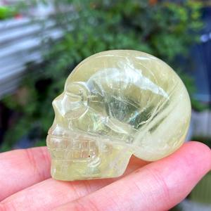 Venta al por Mayor de Calaveras de Cristal de Citrino Natural Bohemio de Alta Calidad, Talladas a Mano, para Decoración del Hogar y Halloween, 4-5cm - Product Image 5