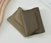 Dompet Kartu Kulit Sapi Asli Grosir, Penutup Jepret, Dompet Mini Multiwarna, Logo Kustom OEM