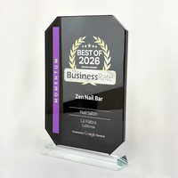 Plaque de trophée rectangulaire en cristal noir transparent personnalisée avec base pour cadeau d'entreprise