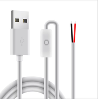Câble d'alimentation Kebaolong blanc 1m USB A mâle ouvert avec interrupteur à bouton vers 2 broches 5V de charge 501