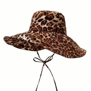 หมวกกันแดดทรงบักเก็ตพิมพ์ลายเสือดาวสไตล์เรโทรแฟชั่นสตรีท ขายดีประจำฤดูร้อน หมวกลำลอง - Product Image 5